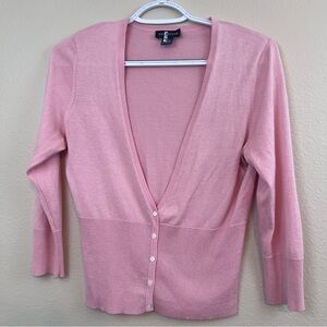 Ann Taylor Pink Women's Cardigan Sweater 75% silk Women’s Small 3/4 Sleeve NWT